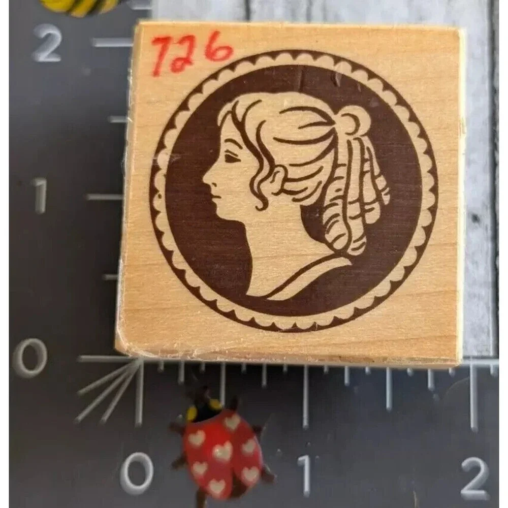 Stampa Rosa Cameo Lady Ponytail T086 Rubber Stamp Wood #E51